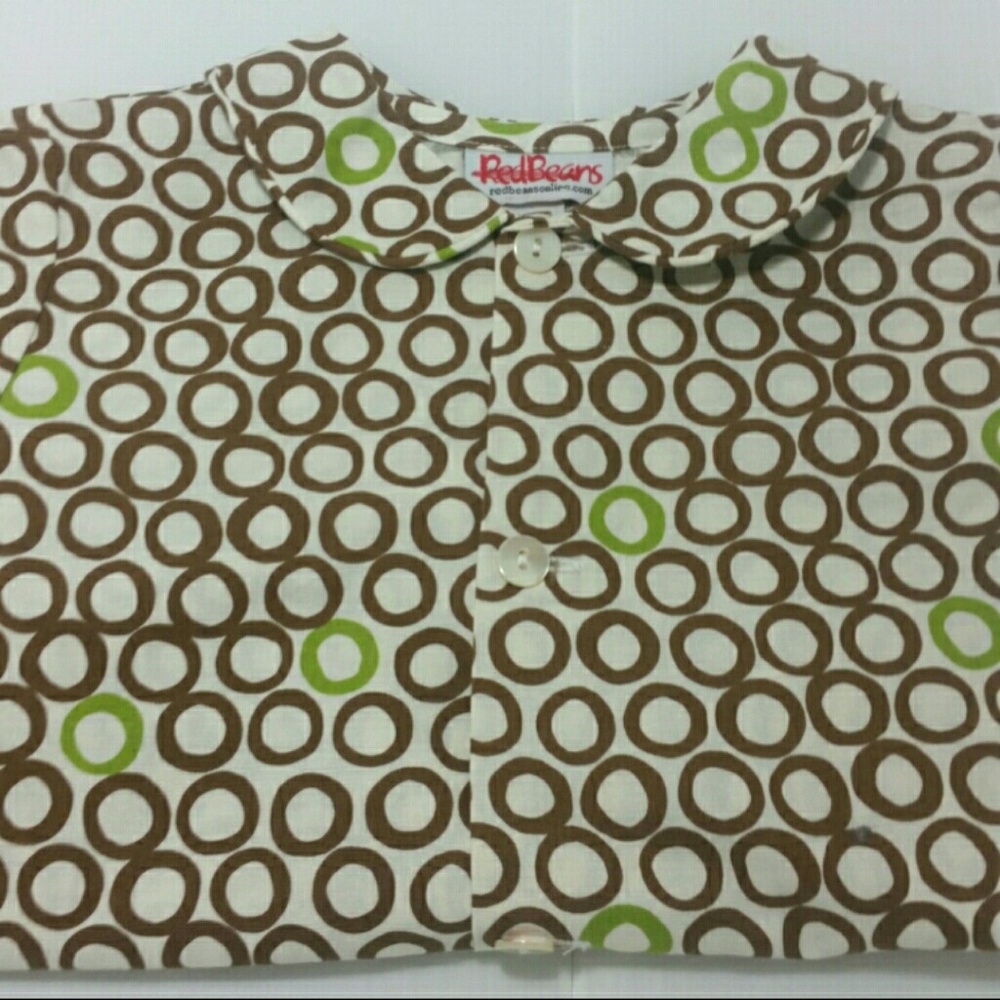 NWT RED BEANS 2T donut print button shirt